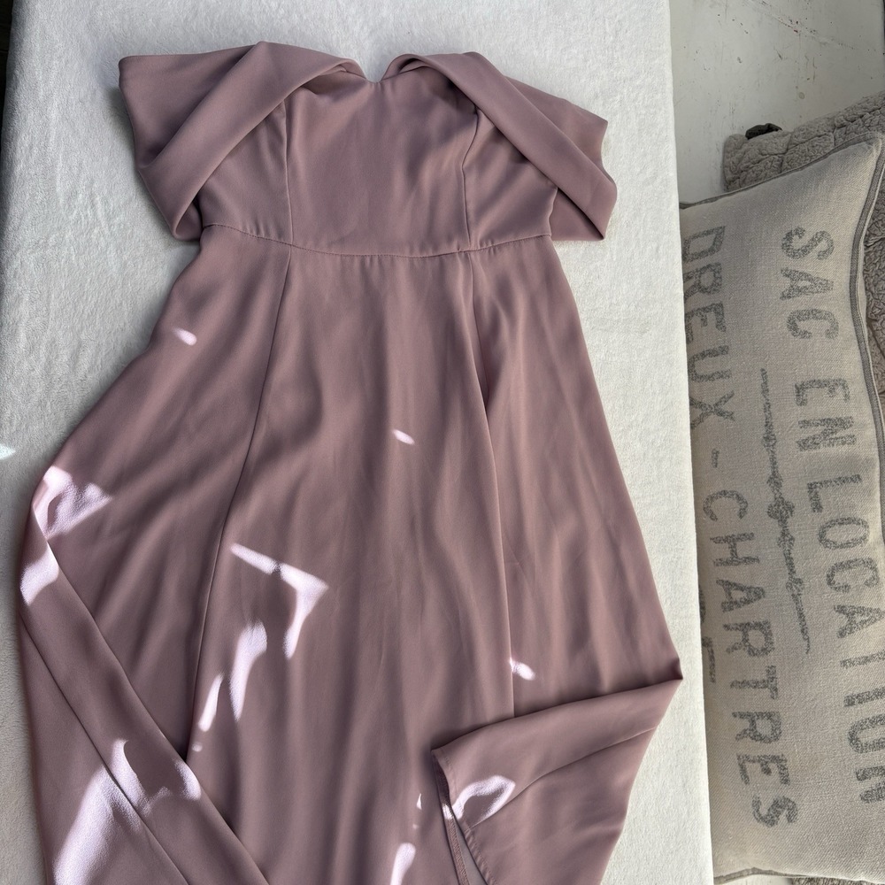 ASOS Off The Shoulder Midi Dress Mauve Pink Pleated Formal Size 8